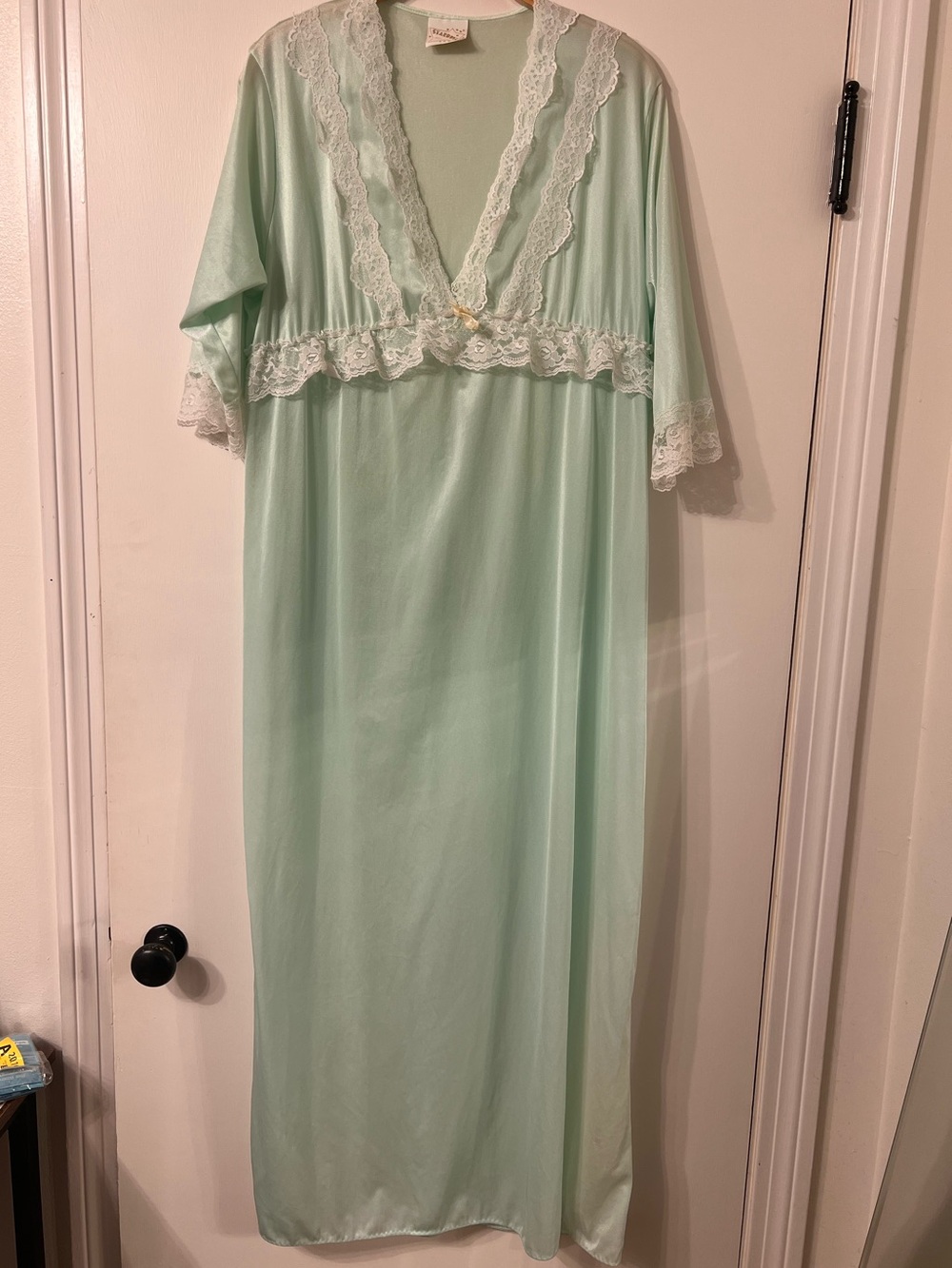 VINTAGE STARDUST 80’S MINT GREEN DAINTY NIGHTGOWN COTTAGECORE DRESS ✨